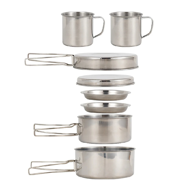 Camping Cooking Utensil Set - 8pcs/Set Camping Cookware Mess Kit Stainless
