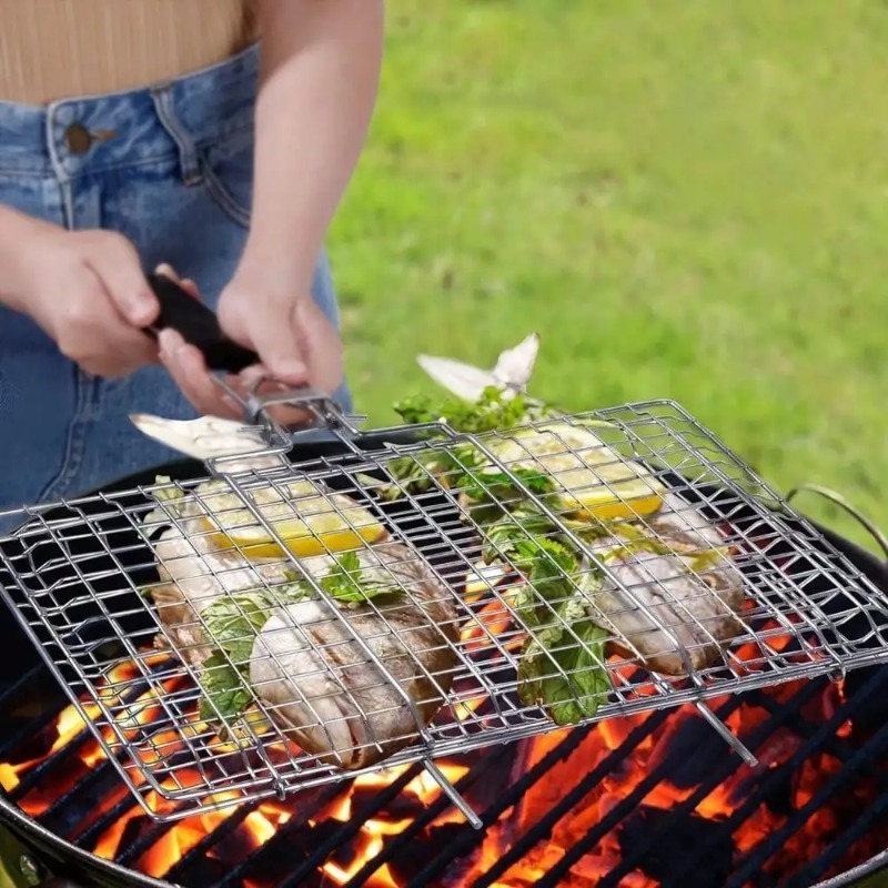 Camping Cooking Basket - Folding Portable Outdoor Camping Stainless Steel
