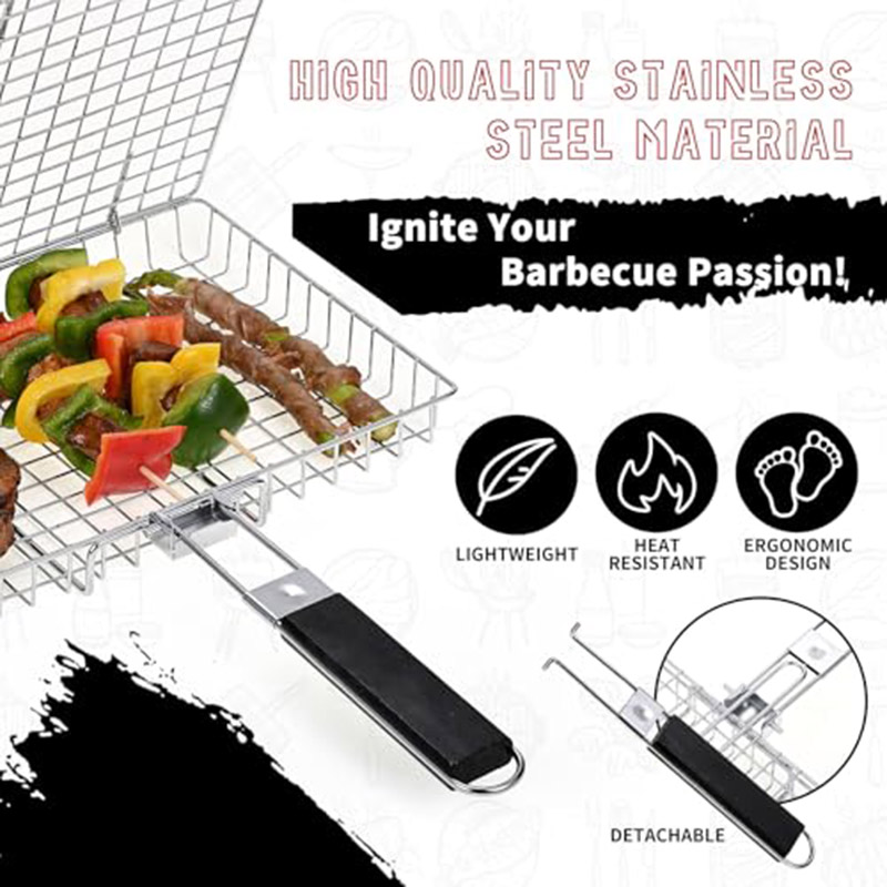 Camping Cooking Basket - Folding Portable Outdoor Camping Stainless Steel