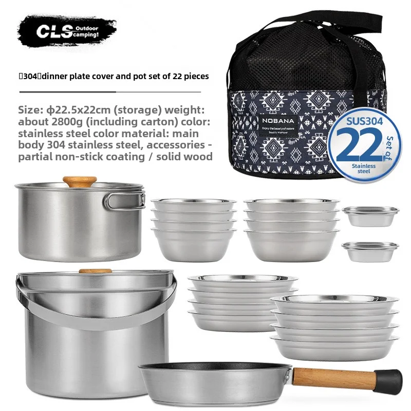 Camping Cooking Utensil Set - NOBANA&CLS 22PCS Stainless Steel Outdoor Camping