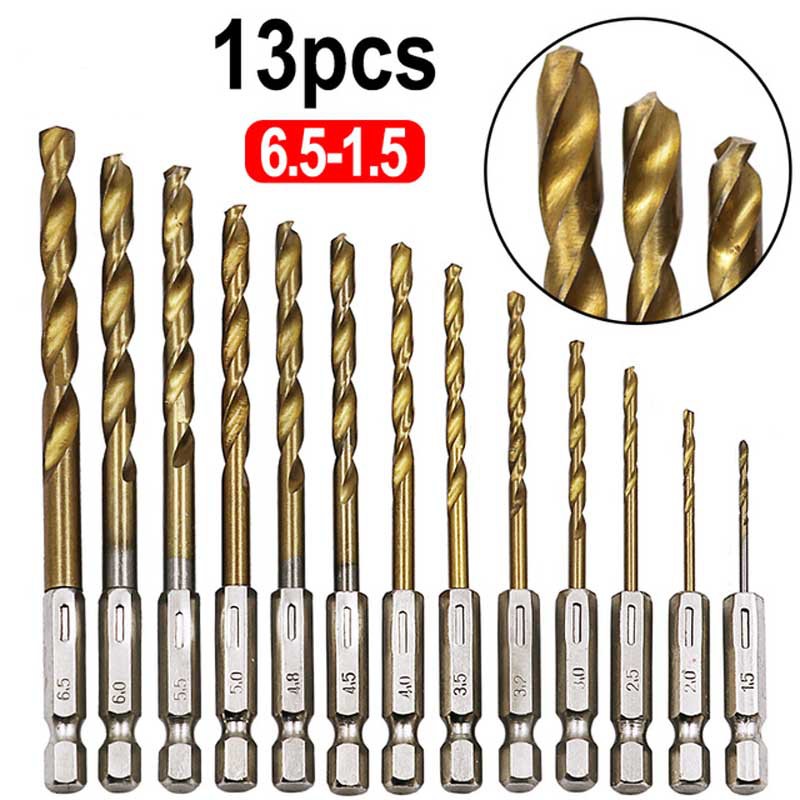 Mess Kit Titanium - 13Pcs Titanium Twist Drill Bit Set