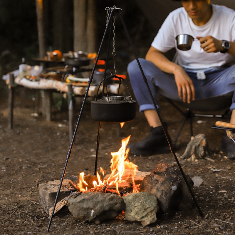 Camping Cooking Pot Tripod - Portable Outdoor Cooking Tripod Triangle Support