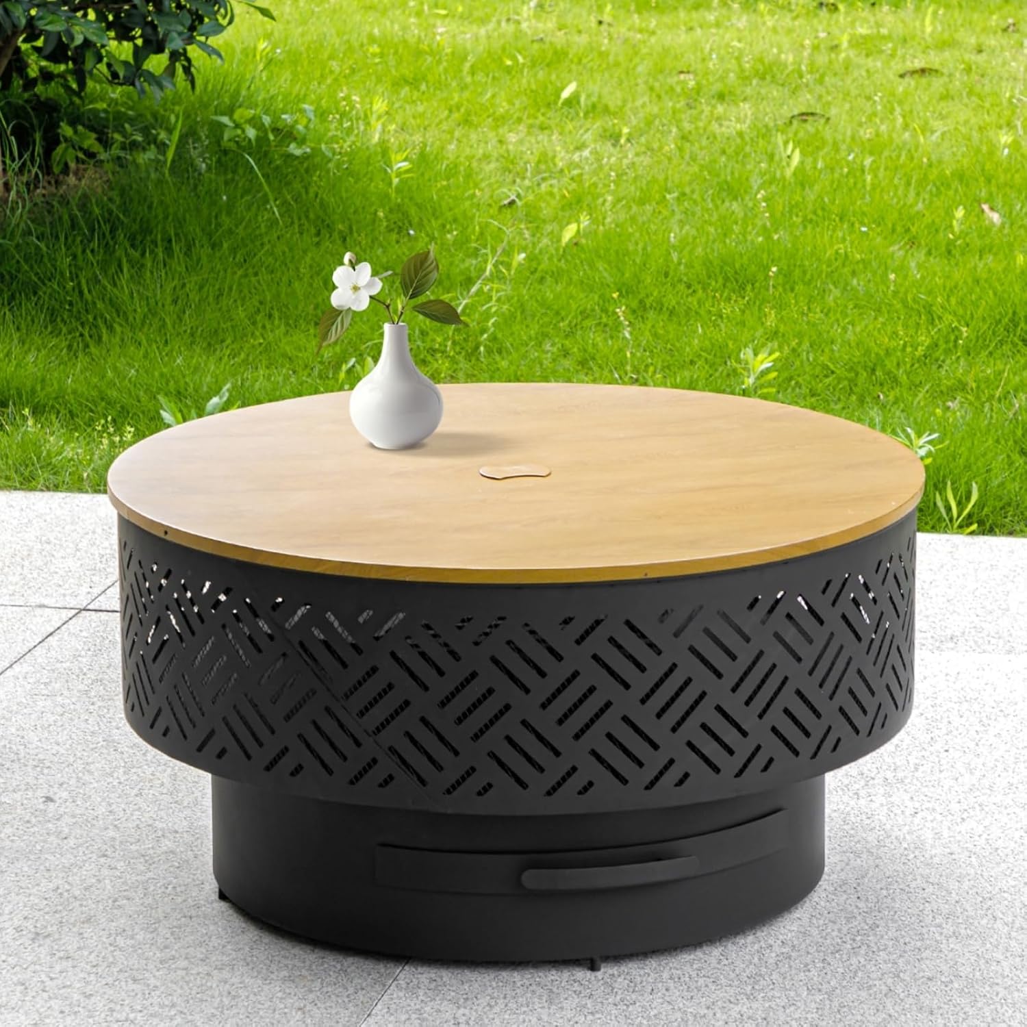 Camping Cooking Pack - 32 Inch Round Metal Wood Burning