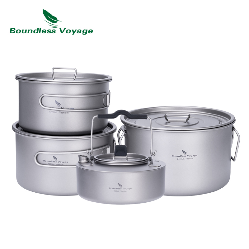 Camping Cooking Utensil Set - Boundless Voyage Titanium Pot Stockpot Cooking