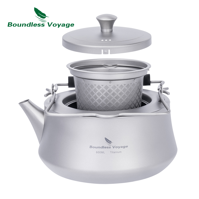 Mess Kit Titanium - Boundless Voyage 800ml Titanium Kettle Camping