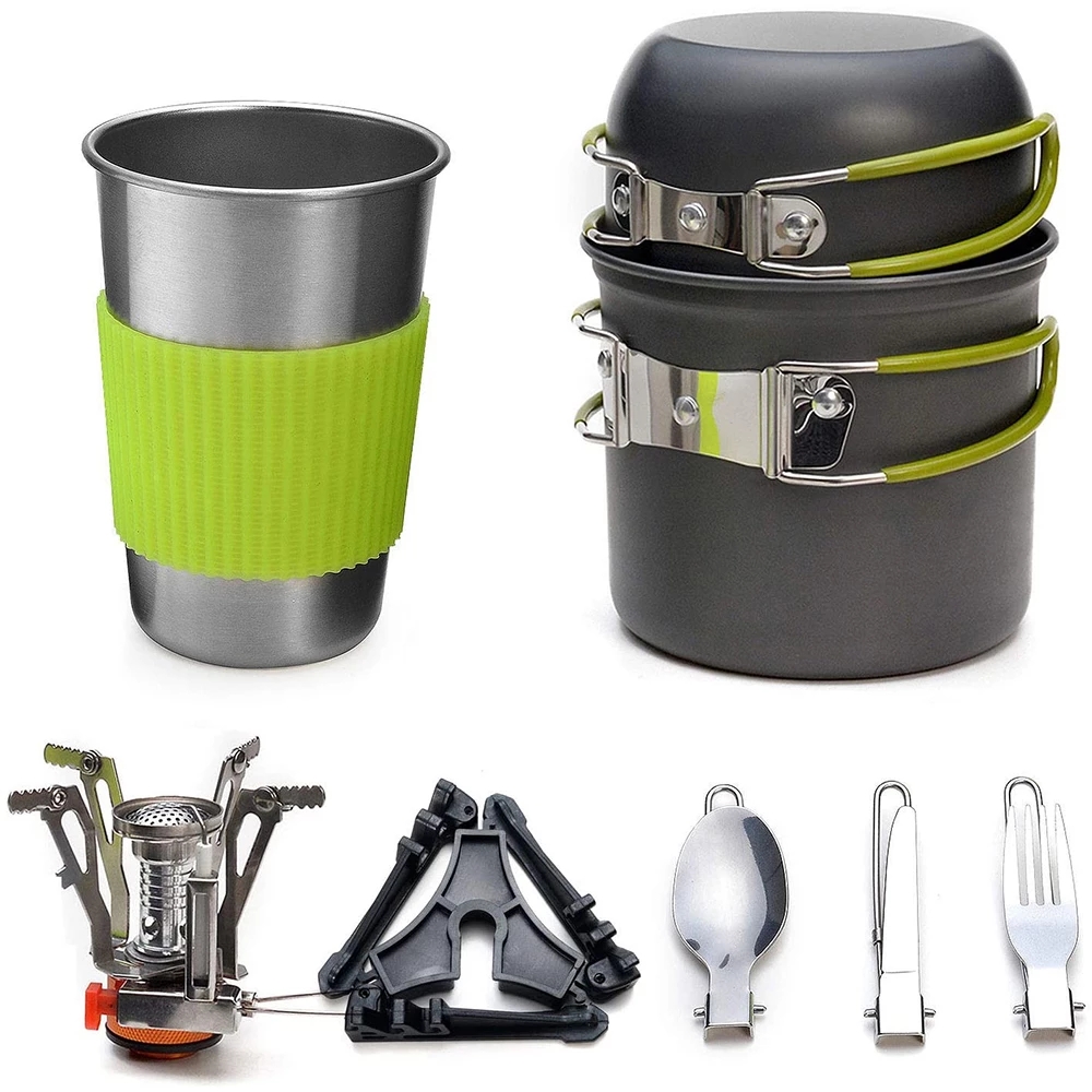 Camping Cooking Appliances - Camping Cookware Kit with Stove Outdoor