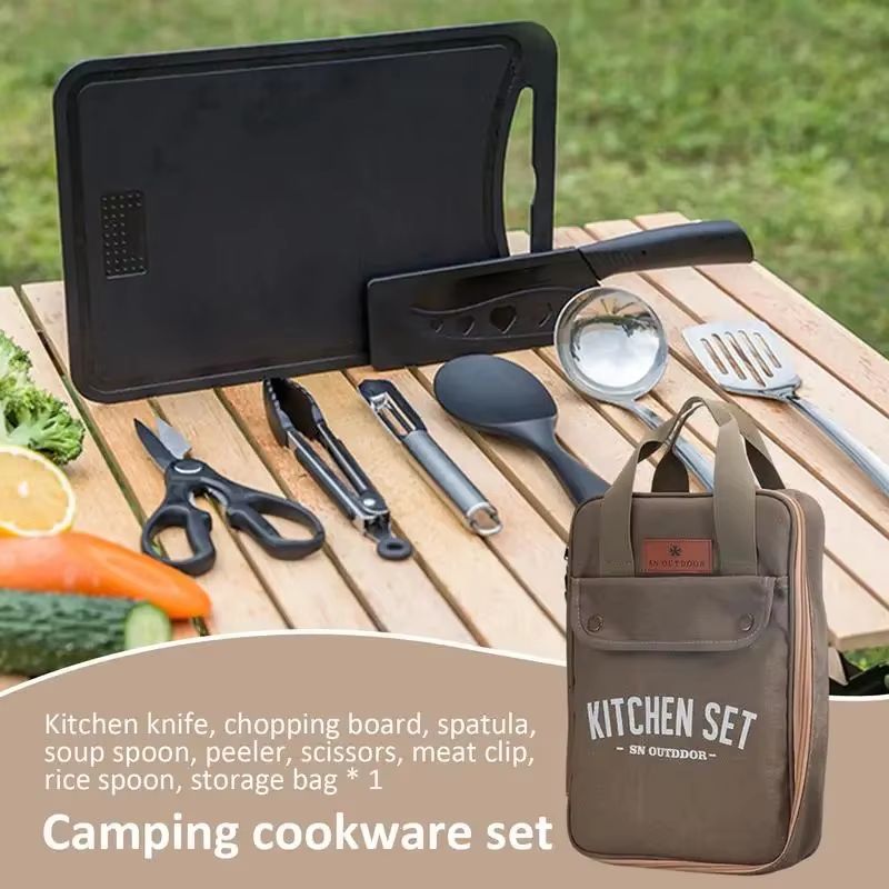 8pcs Camping Kitchen Cookware  - Camping Cooking Utensil Set ulasan dan harga