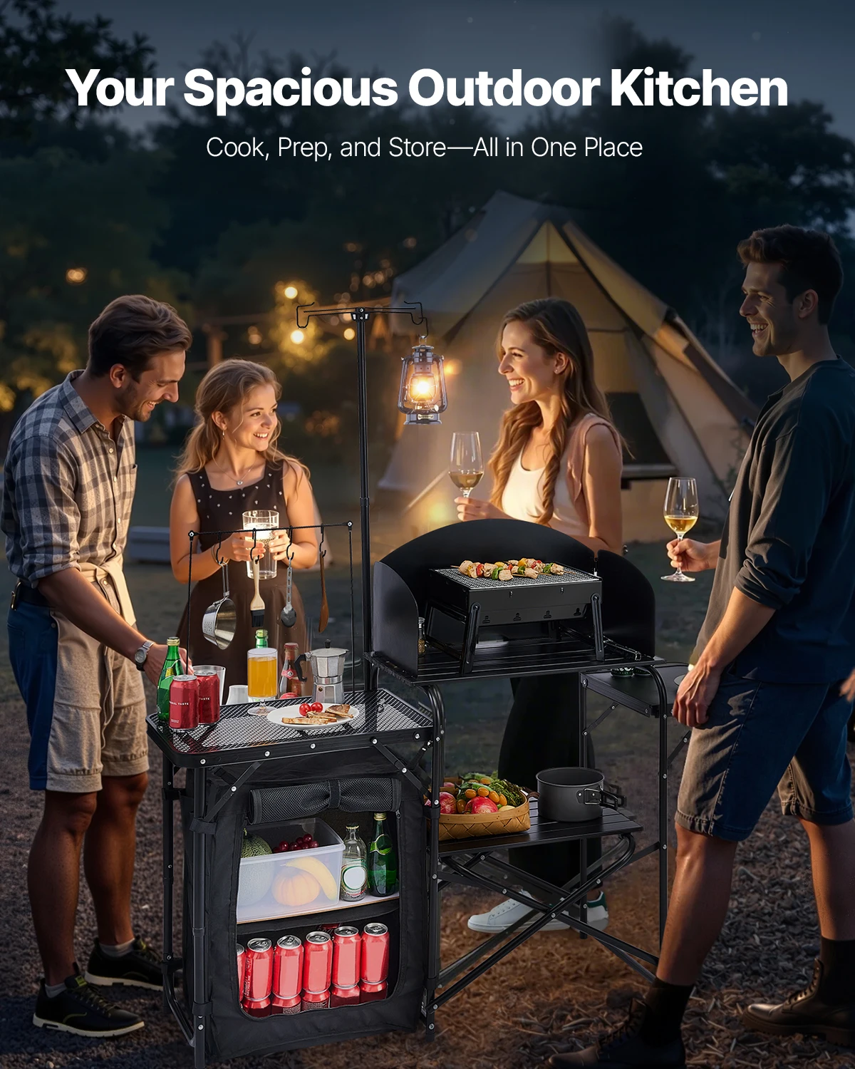 Folding Camping Table Outdoor  - Camping Cooking Cupboard ulasan dan harga