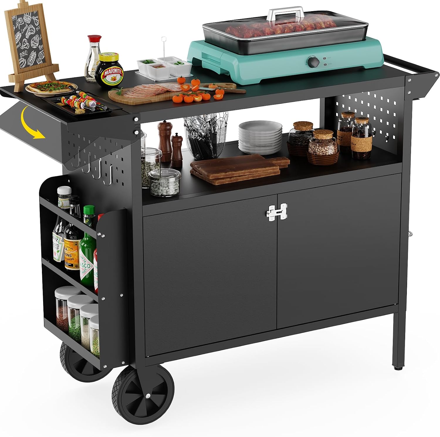 Outdoor Grill Cart Table With  - Camping Cooking Grill ulasan dan harga
