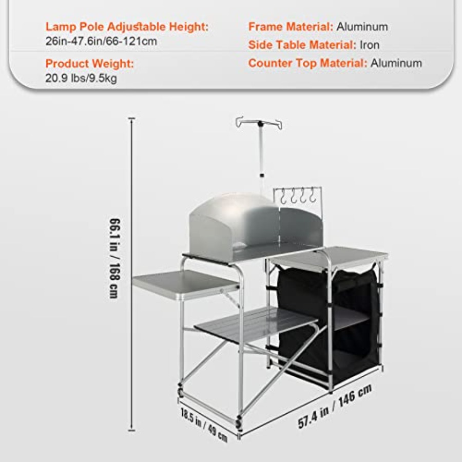 Camping Kitchen Table, Folding - Camping Cooking Cupboard ulasan dan harga