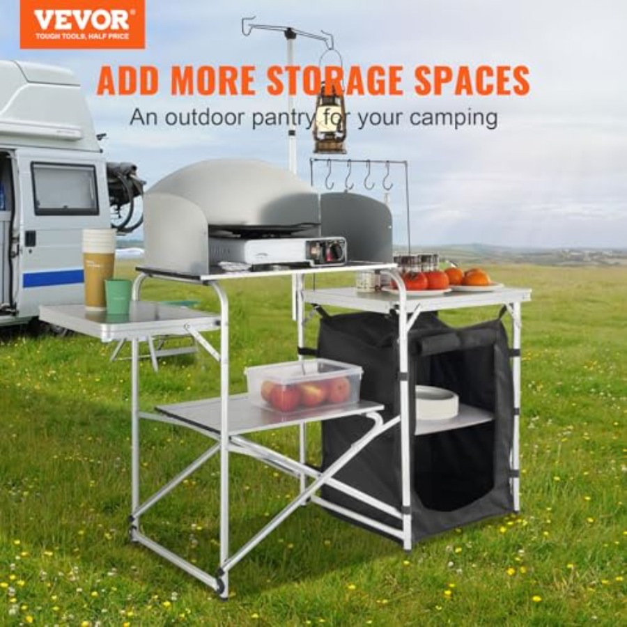 Camping Kitchen Table, Folding - Camping Cooking Cupboard ulasan dan harga