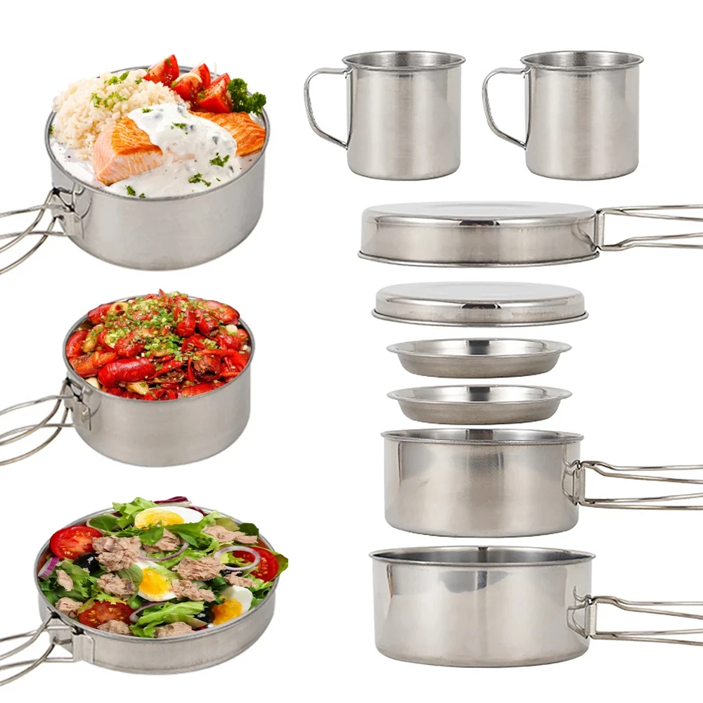 8pcs/Set Camping Cookware Mess - Camping Cooking Mess Kit ulasan dan harga