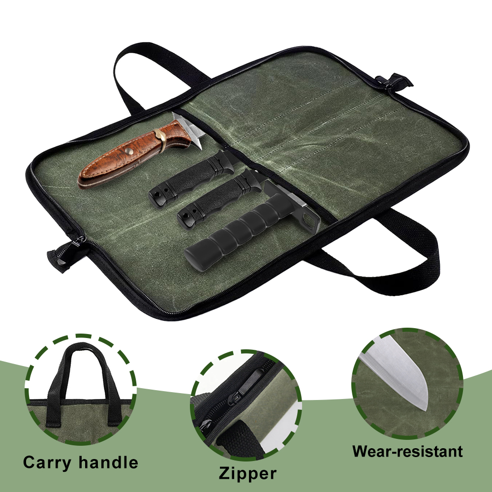 Waxed Canvas Knife Roll Bag Mu - Camping Cooking Gadgets ulasan dan harga