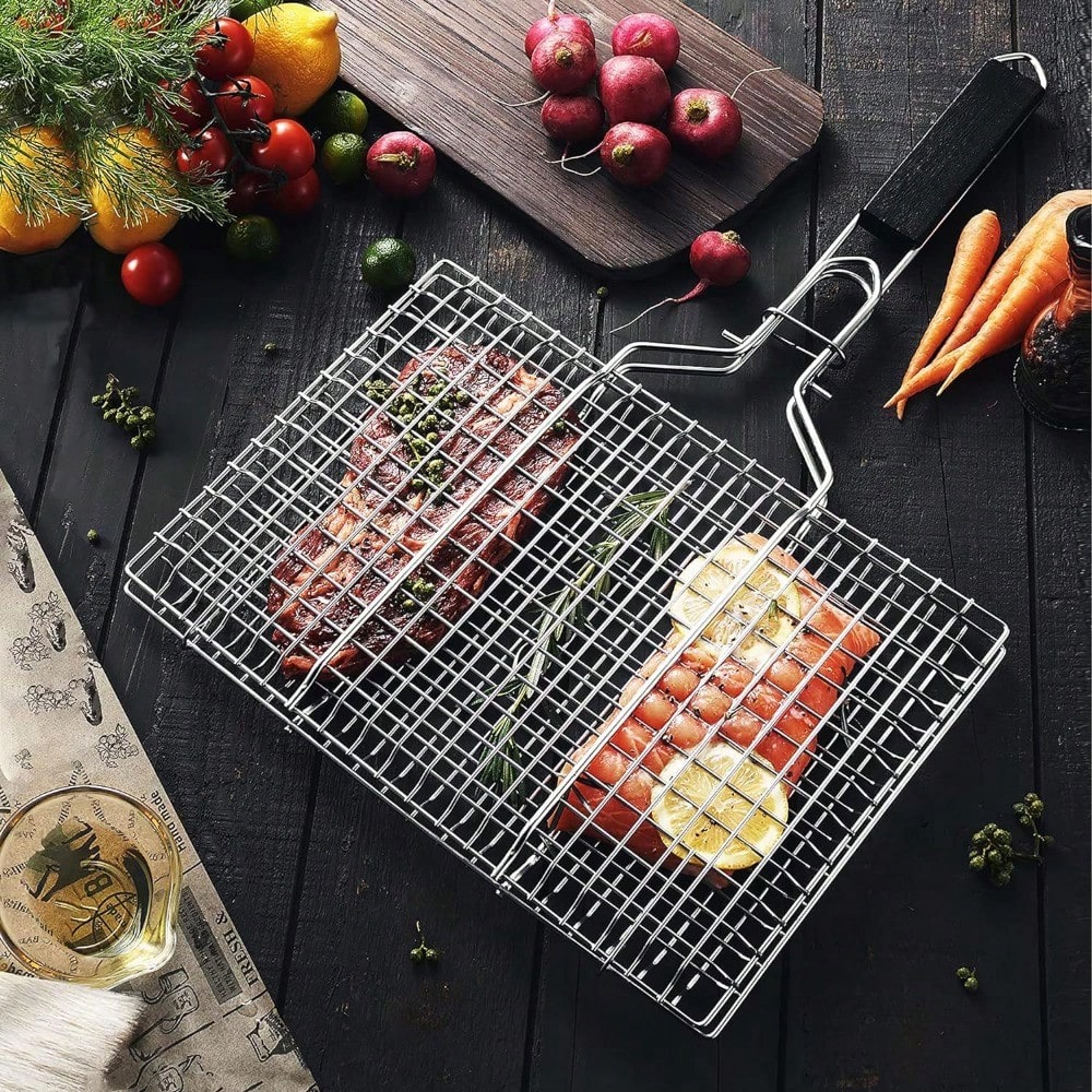 Portable Grilling Basket Foldi - Camping Cooking Basket ulasan dan harga