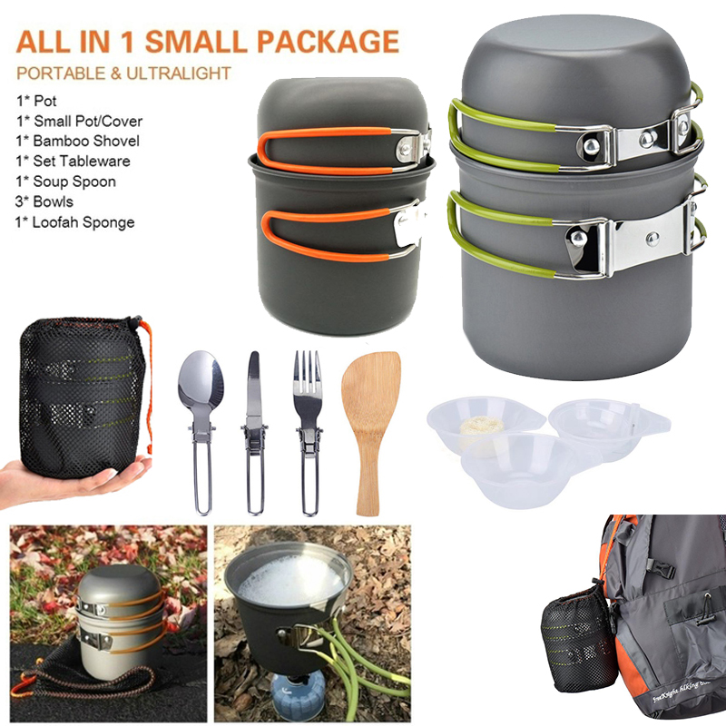 New Camping Pot  Portable Outd - Camping Cooking Utensil Set ulasan dan harga