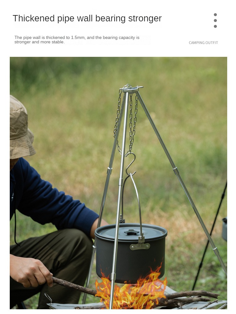 Camping Bonfire Tripod Portabl - Camping Cooking Pot Tripod ulasan dan harga