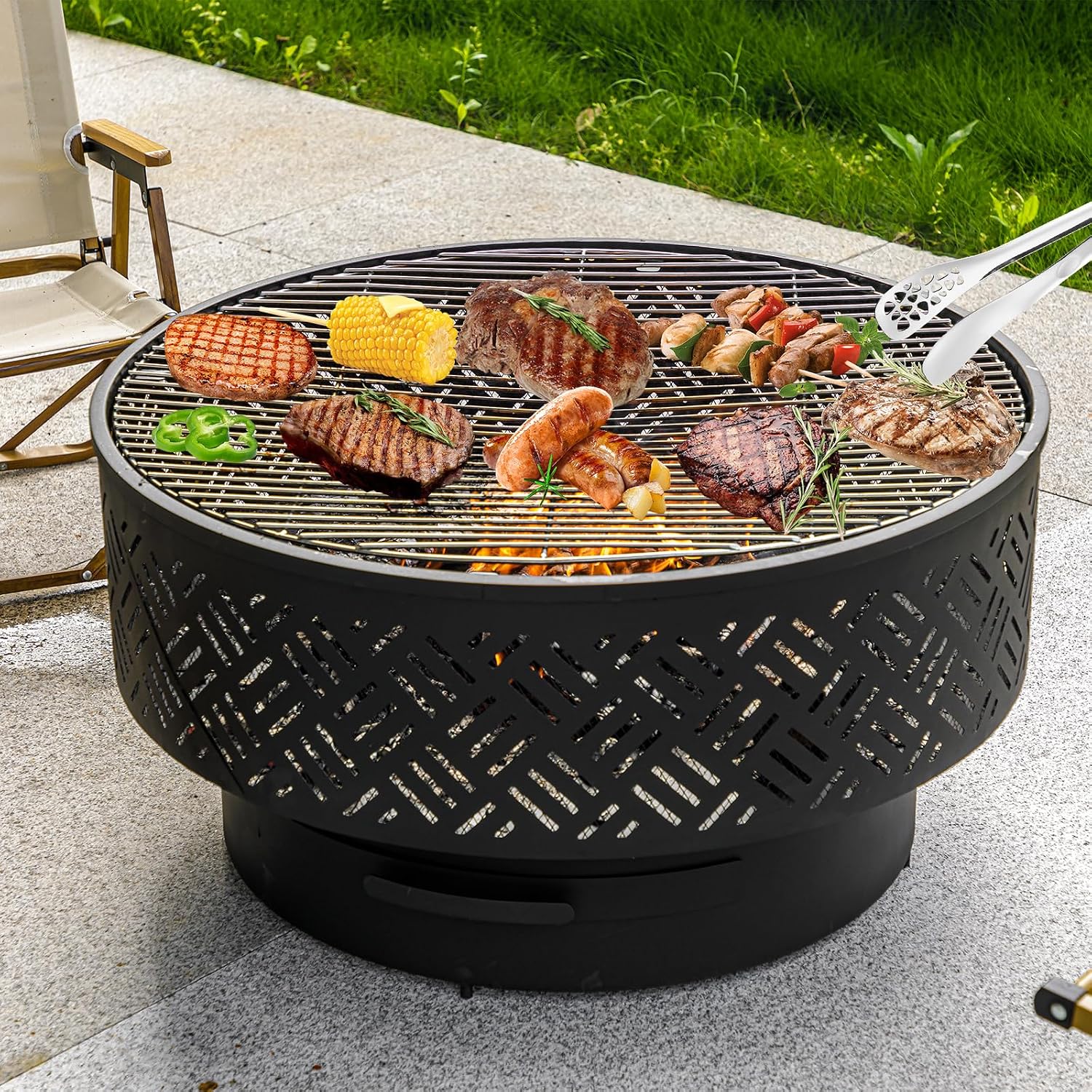 32 Inch Round Metal Wood Burni - Camping Cooking Pack ulasan dan harga