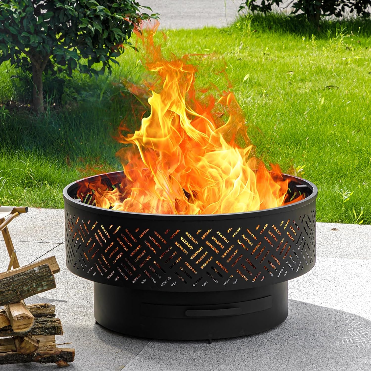 32 Inch Round Metal Wood Burni - Camping Cooking Pack ulasan dan harga