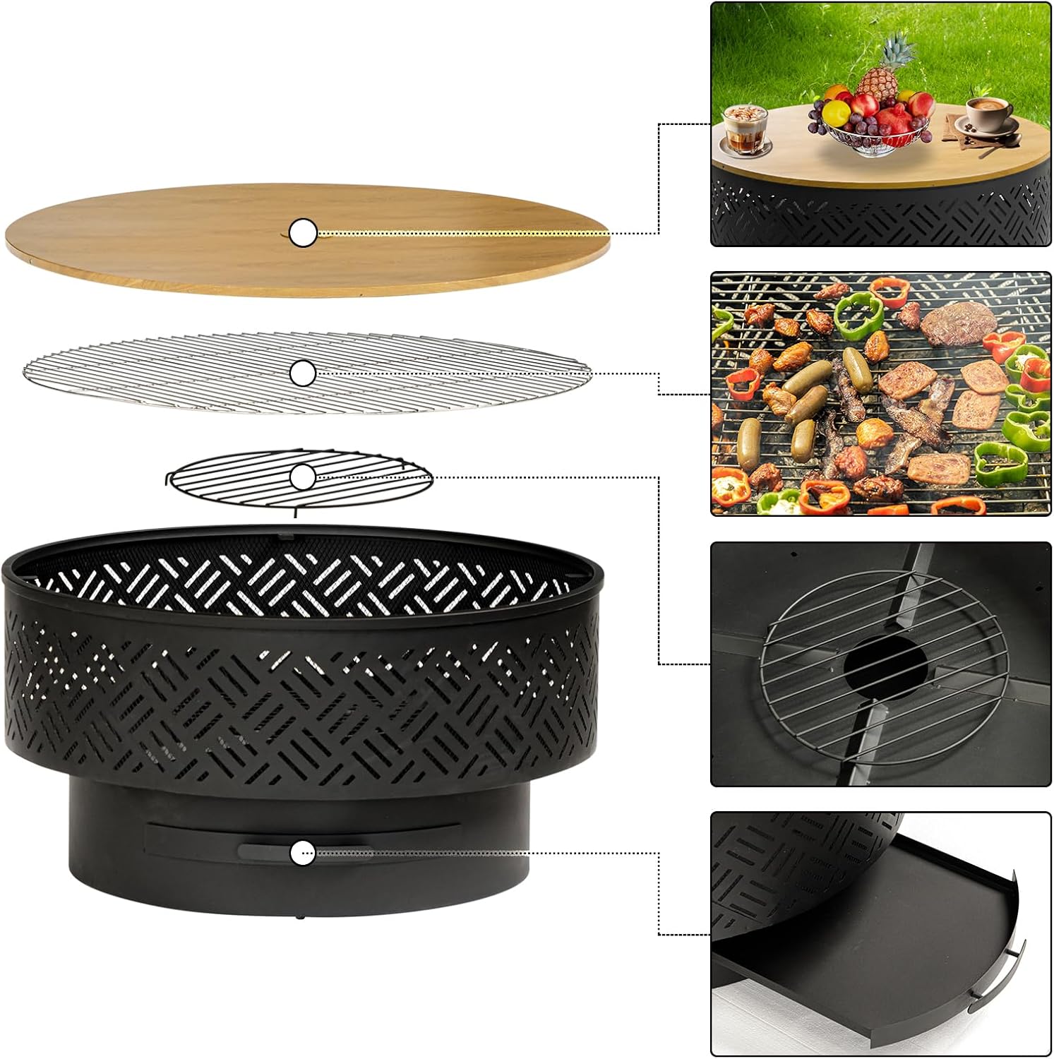 32 Inch Round Metal Wood Burni - Camping Cooking Pack ulasan dan harga