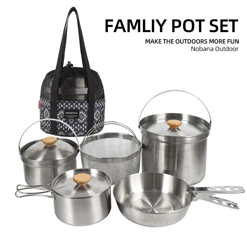 2026 New Outdoor Stainless Ste - Camping Cooking Set With Bag ulasan dan harga