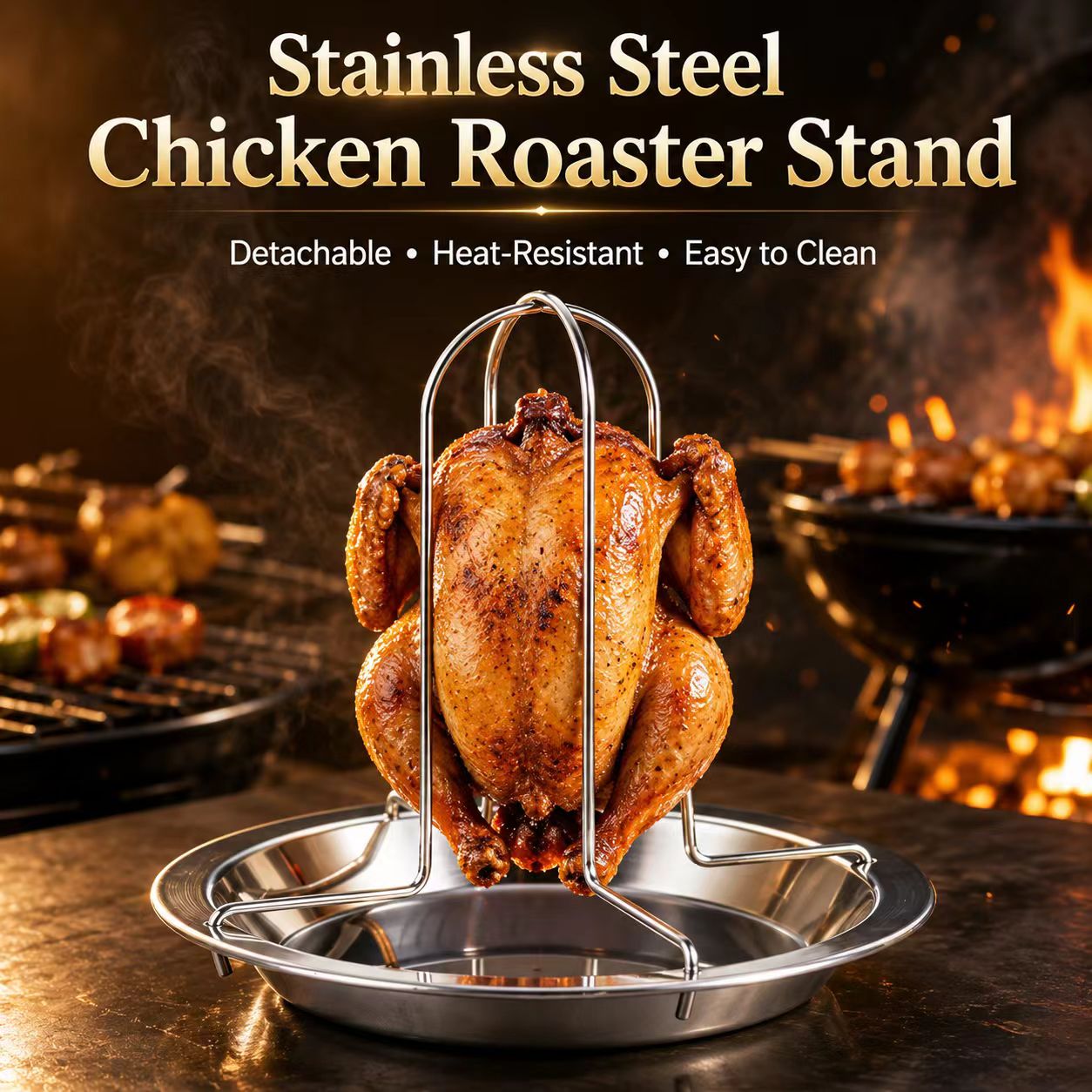 Portable Whole Chicken BBQ Gri - Camping Cooking Grill ulasan dan harga