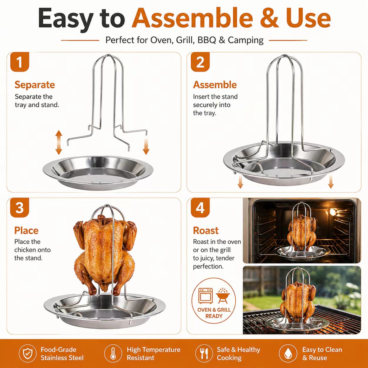 Portable Whole Chicken BBQ Gri - Camping Cooking Grill ulasan dan harga