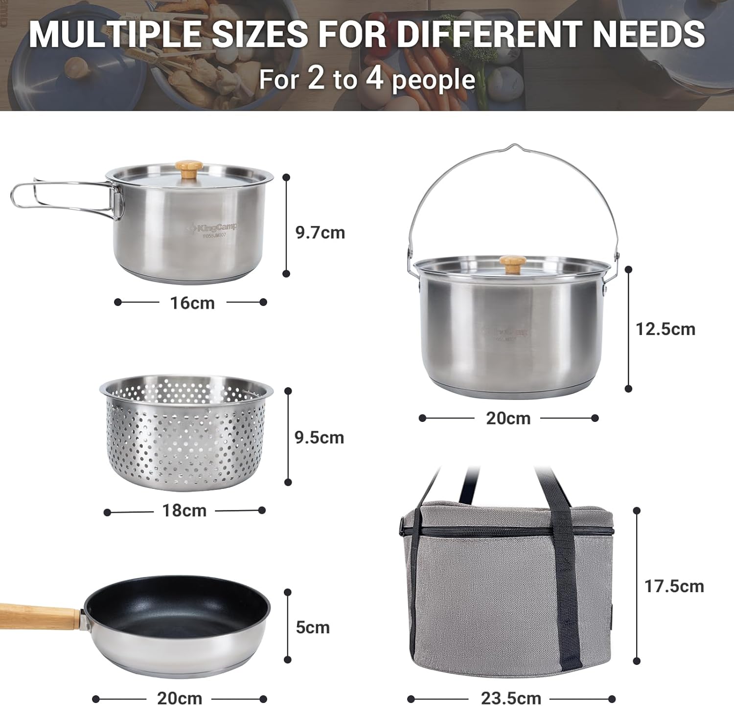 304 Stainless Steel Camping Co - Camping Cooking Set With Bag ulasan dan harga