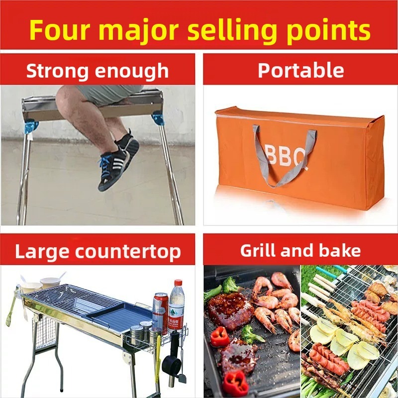 Large Folding Charcoal Barbecu - Camping Cooking Grill ulasan dan harga