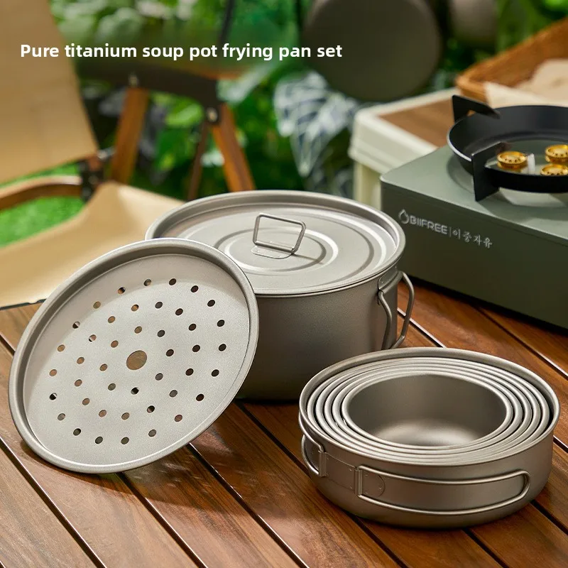 Titanium Outdoor Pot Set Picni - Camping Cooking Set With Bag ulasan dan harga