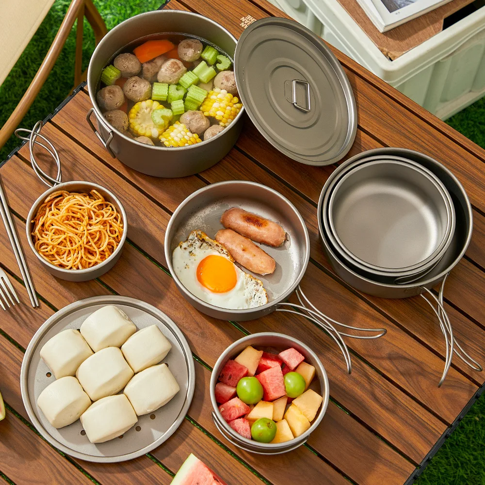 Titanium Outdoor Pot Set Picni - Camping Cooking Set With Bag ulasan dan harga