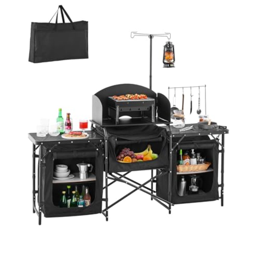 Camping Kitchen Table, Outdoor - Camping Cooking Cupboard ulasan dan harga