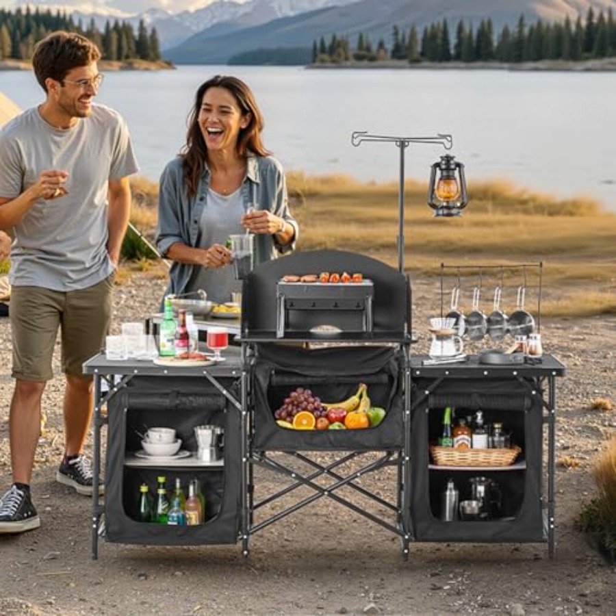 Camping Kitchen Table, Outdoor - Camping Cooking Cupboard ulasan dan harga