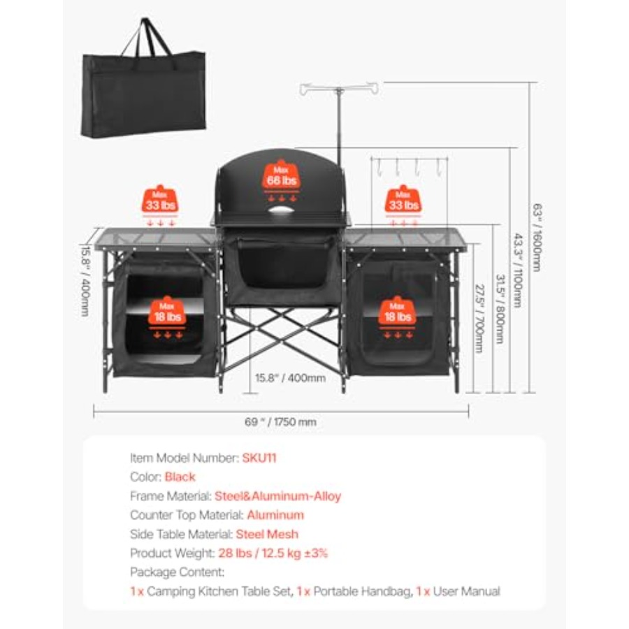 Camping Kitchen Table, Outdoor - Camping Cooking Cupboard ulasan dan harga
