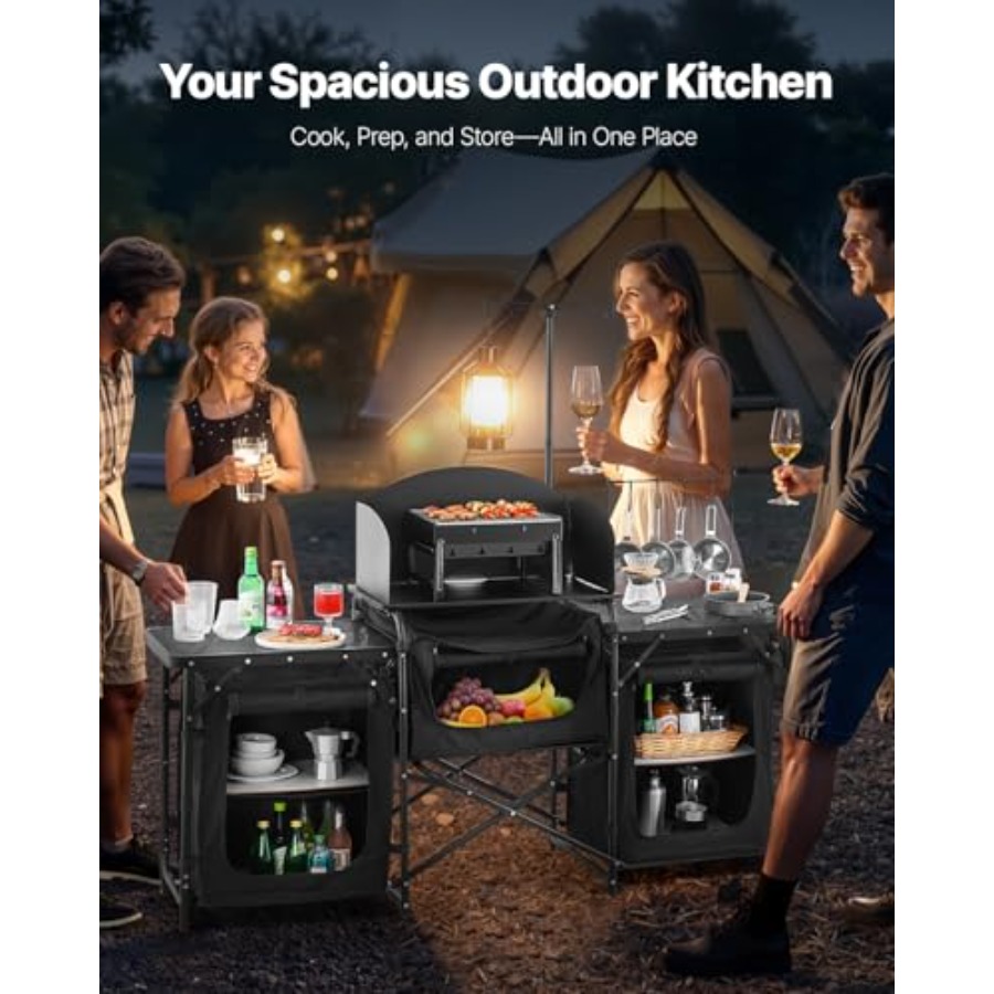 Camping Kitchen Table, Outdoor - Camping Cooking Cupboard ulasan dan harga