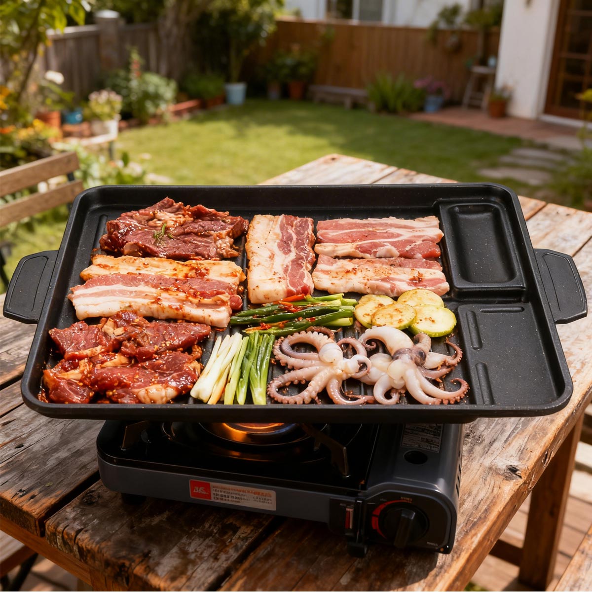 Korean Grill Meat Plate Alumin - Camping Cooking Cupboard ulasan dan harga