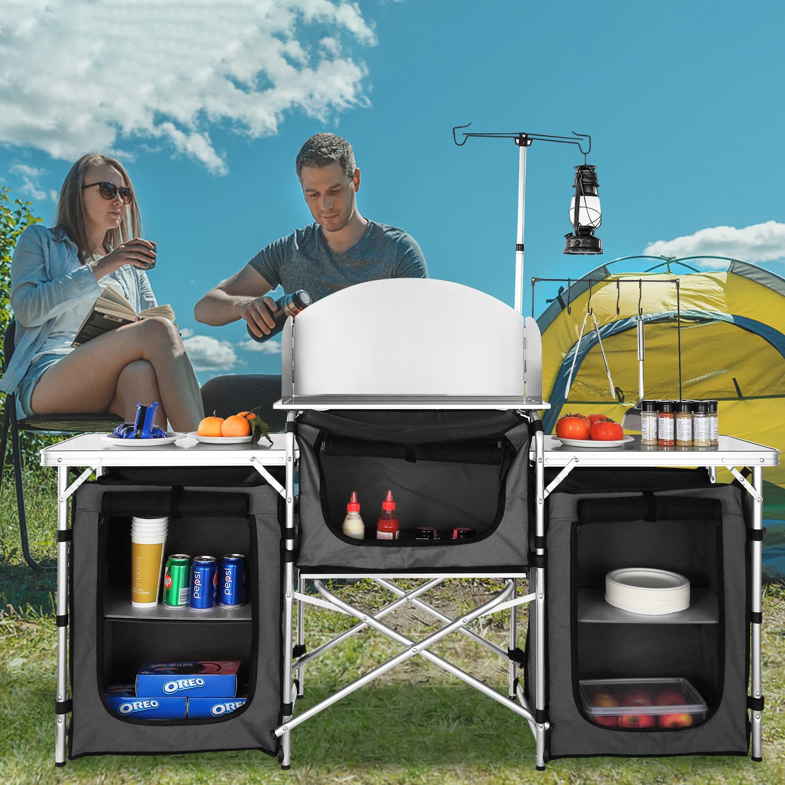 Folding Outdoor Cooking Table  - Camping Cooking Cupboard ulasan dan harga
