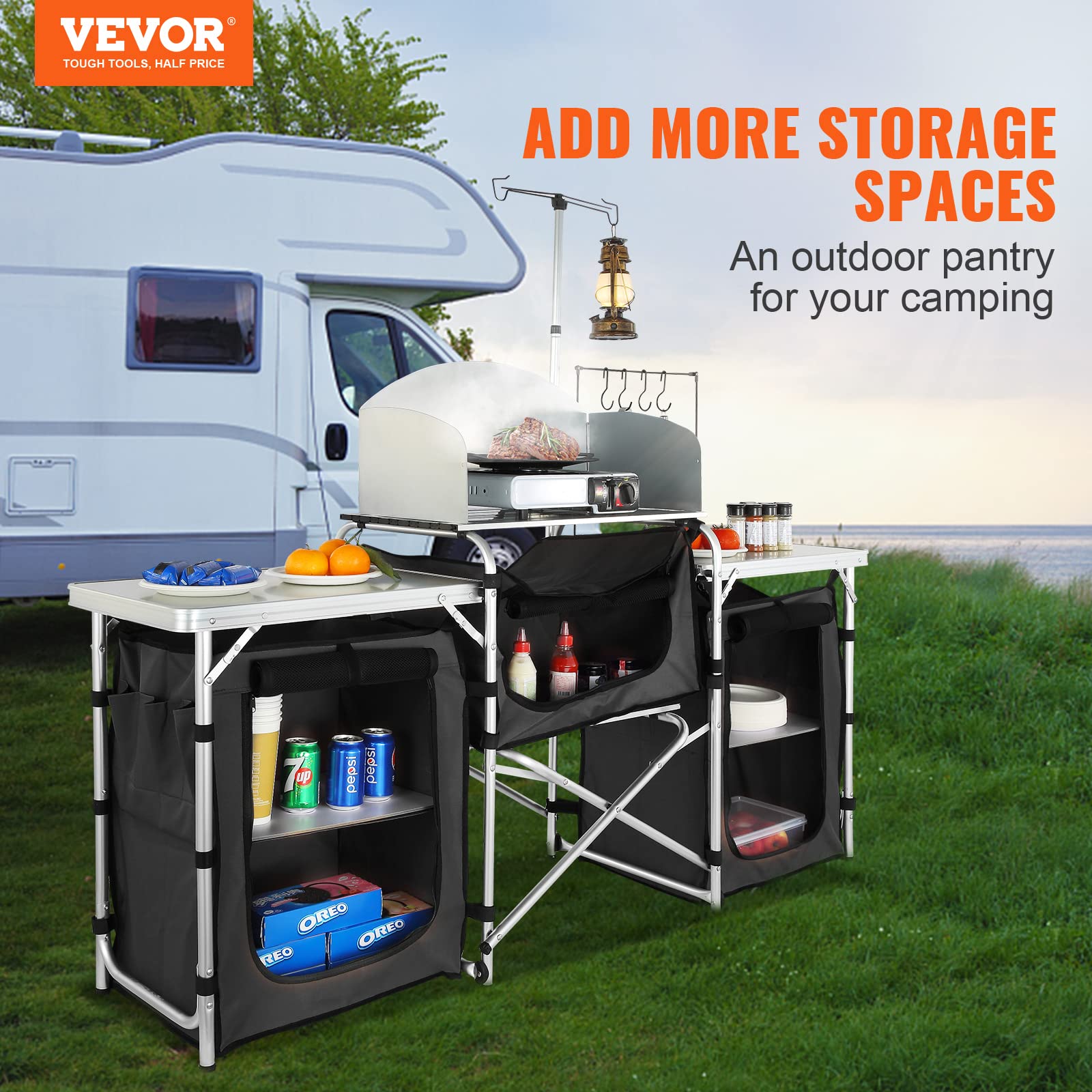 Folding Outdoor Cooking Table  - Camping Cooking Cupboard ulasan dan harga