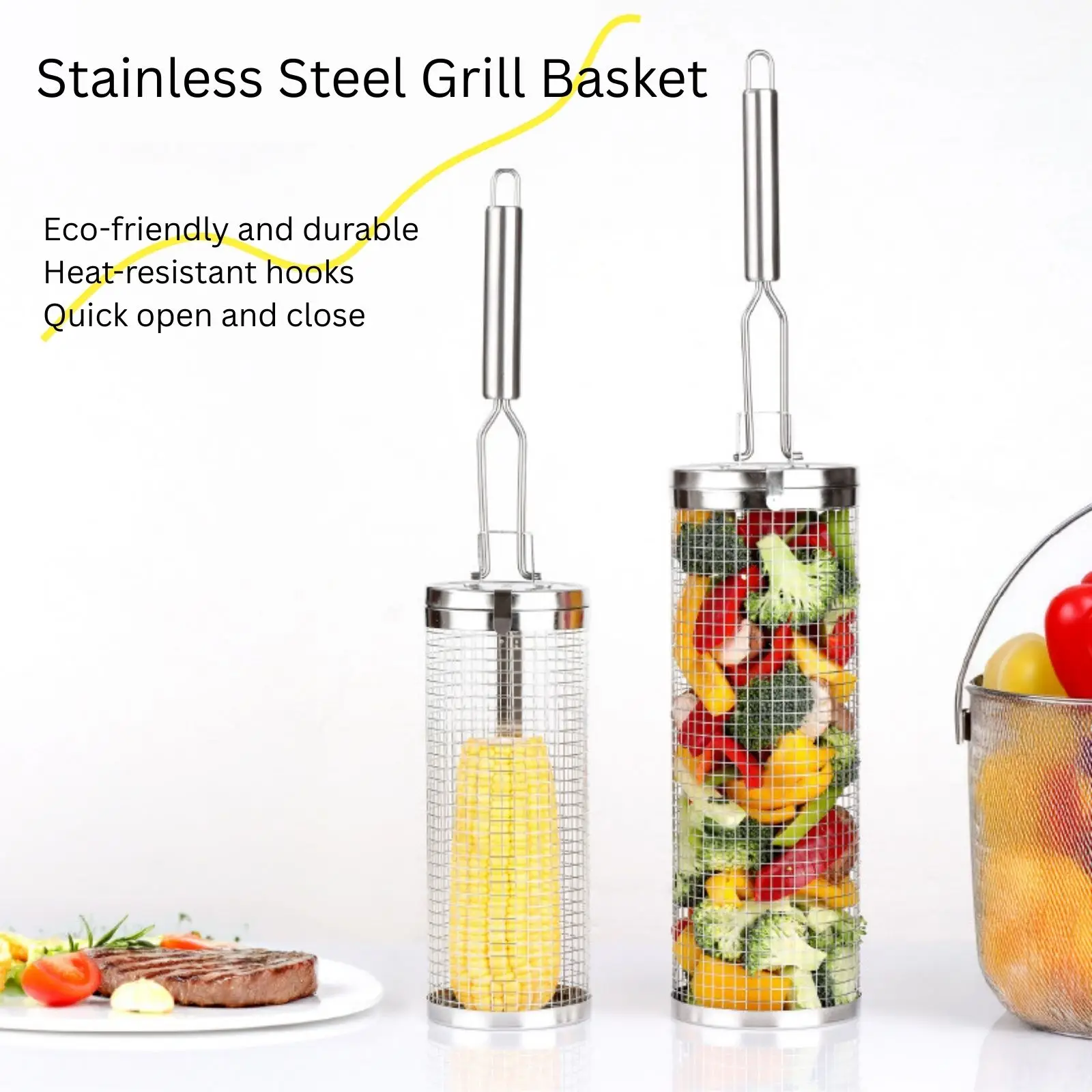 Stainless Steel Rolling Grill  - Camping Cooking Basket ulasan dan harga
