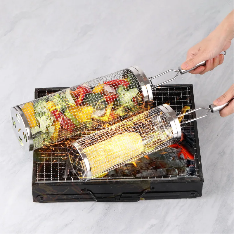 Stainless Steel Rolling Grill  - Camping Cooking Basket ulasan dan harga