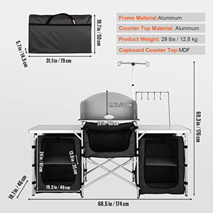 Camping Kitchen Table, Folding - Camping Cooking Cupboard ulasan dan harga