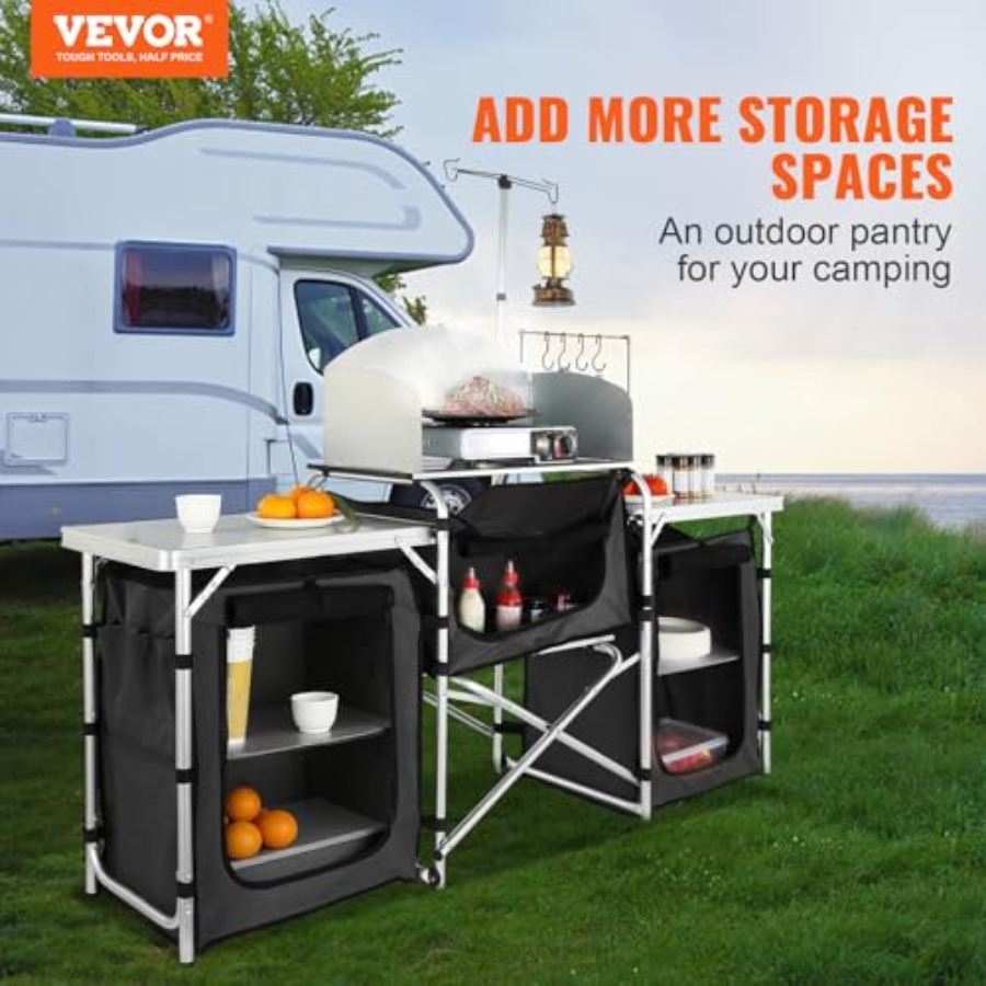 Camping Kitchen Table, Folding - Camping Cooking Cupboard ulasan dan harga