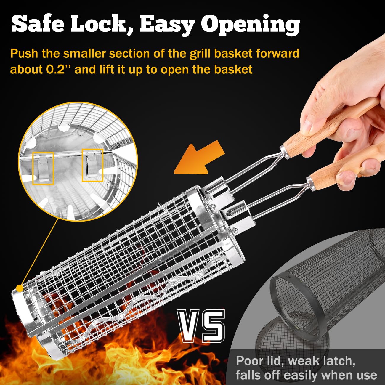 BUYYES Rolling Grill Basket BB - Camping Cooking Basket ulasan dan harga