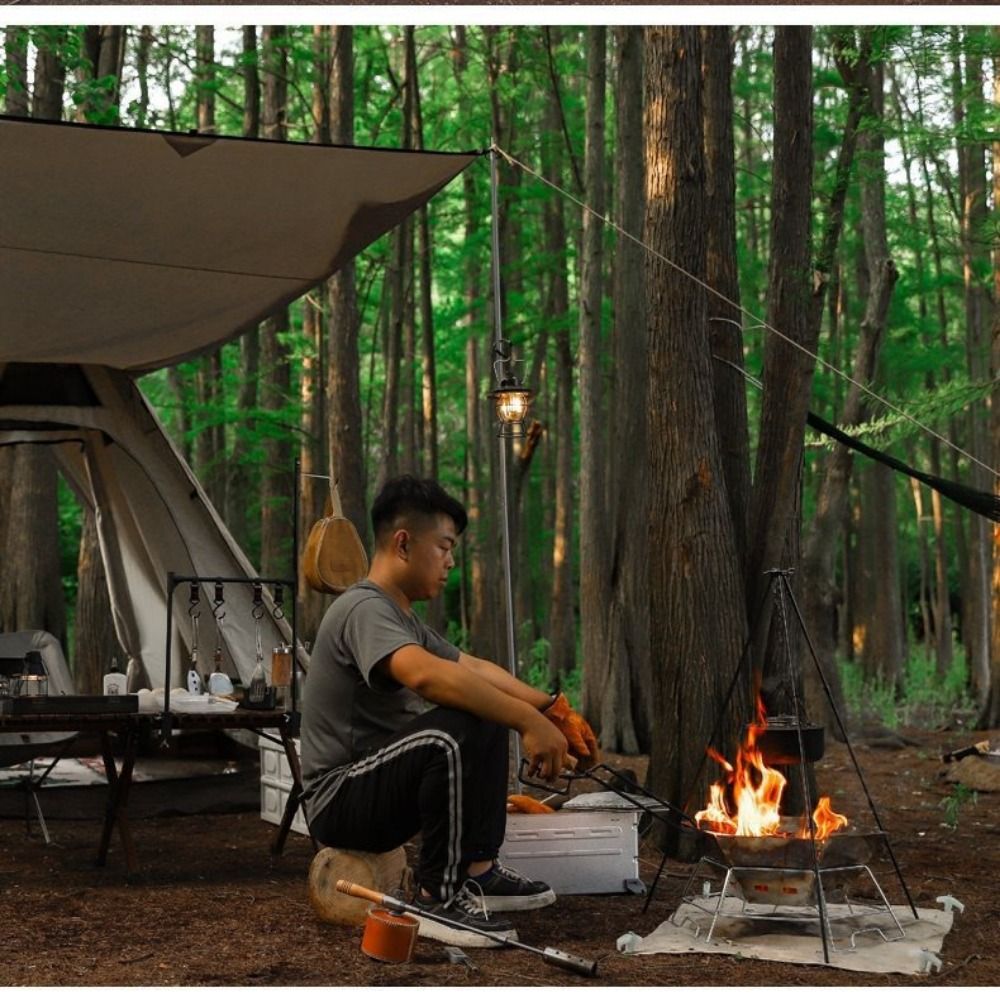 Portable Camping Tripod Adjust - Camping Cooking Pot Tripod ulasan dan harga