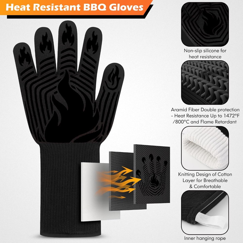 BBQ Gloves, 1472°F Heat Resist - Camping Cooking ulasan dan harga