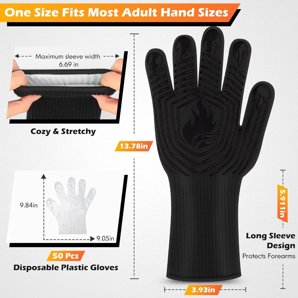 BBQ Gloves, 1472°F Heat Resist - Camping Cooking ulasan dan harga